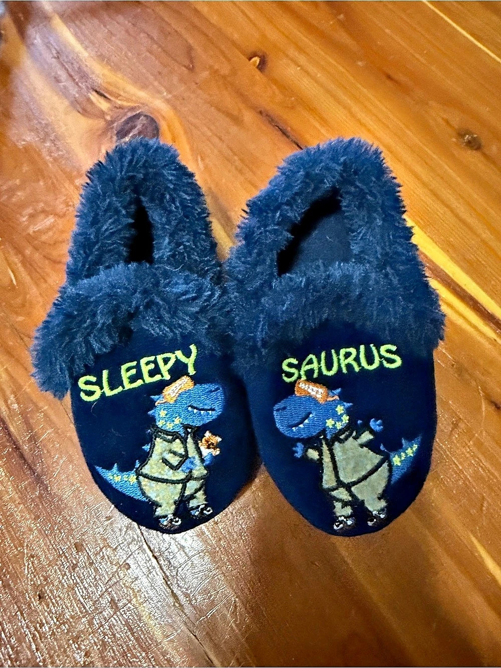 Wonder Nation Sleepy Saurus Slippers Blue Boys 5-6